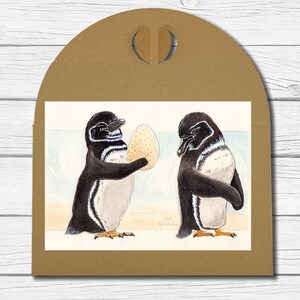 A6 Kunst-Postkarte Nr. 29 - "Pinguine mit Ei"