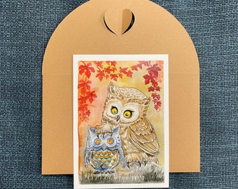 A6 Art Postcard - Owl with Lantern