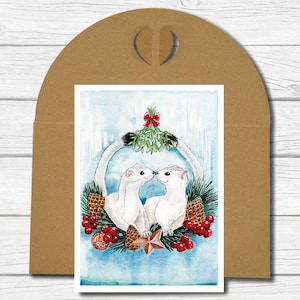 A6 Weihnachtskarte - Hermeline