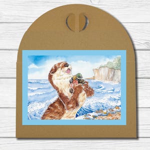 A6 Kunst-Postkarte - "Otter mit Lieblingsstein" (August 2023)