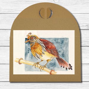 A6 Kunst-Postkarte Nr. 25 - "Steampunk-Vogel"