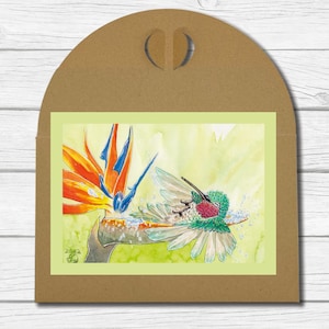 A6 Kunst-Postkarte - "Kolibri in Blüte" (Juni 2023)