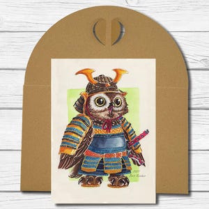 A6 Kunst-Postkarte Nr. 49 - Samurai-Eule