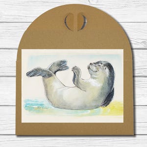 A6 Kunst-Postkarte Nr. 51 - glückliche Robbe