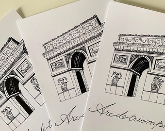 Arc-de-triomphe Paris drawing (5x7in) | Instant Digital Download