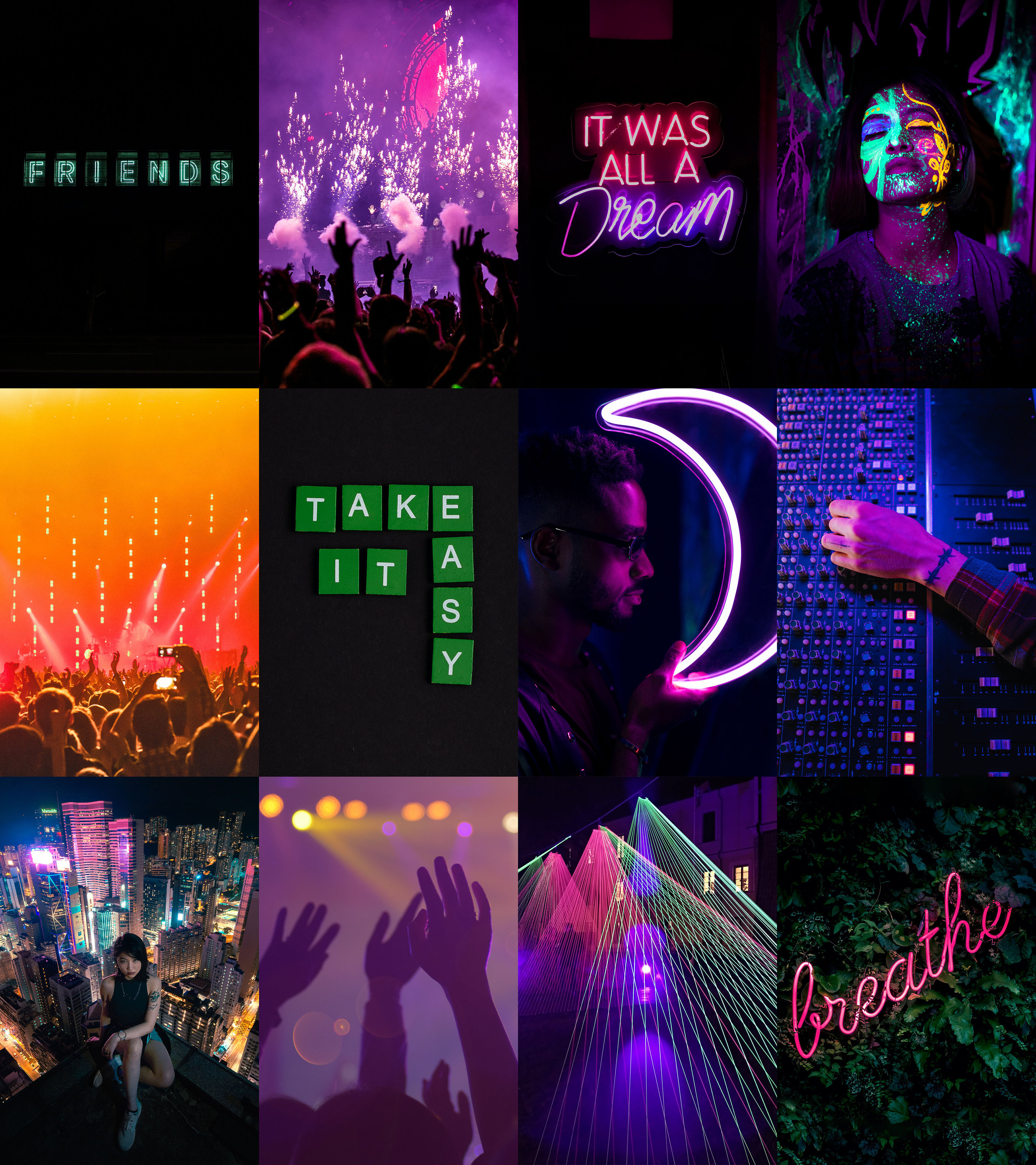 Photo Collage Kit 50 Pcs Neon Aesthetic Rave Wall Collage - Etsy