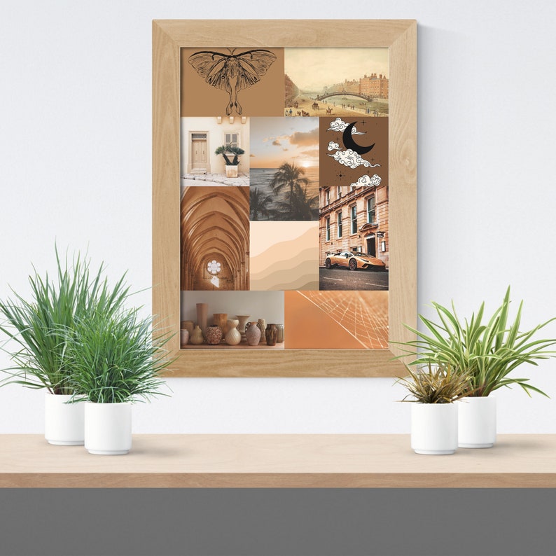 Photo Collage Kit 108 pcs Beige Aesthetic, Brown and Cream Wall Collage Set, Beige Collage Kit Wall Decor image 8