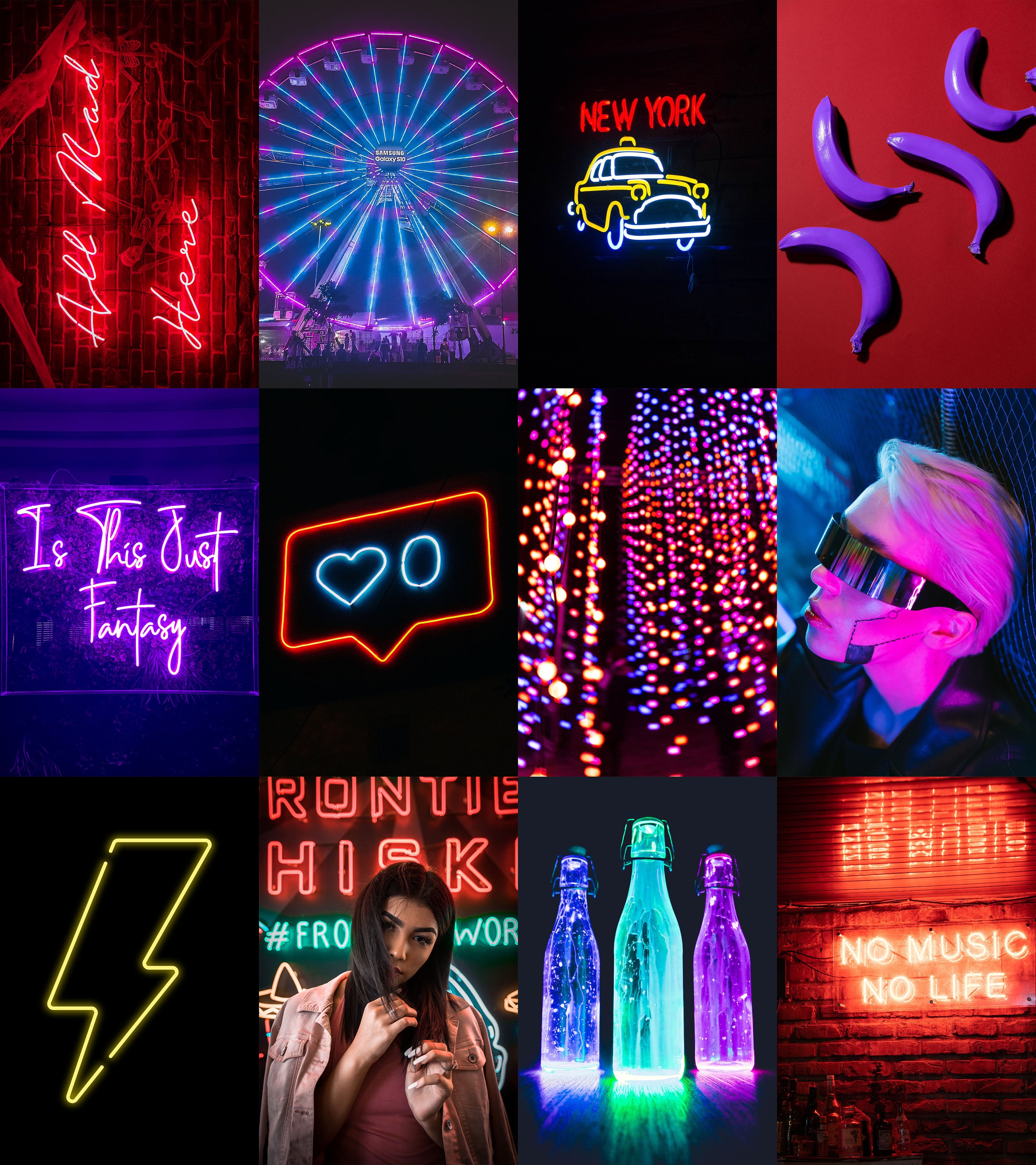 Photo Collage Kit 50 Pcs Neon Aesthetic, Rave Wall Collage Set, Ecstasy ...