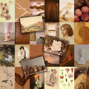 Photo Collage Kit 108 pcs Beige Aesthetic, Brown and Cream Wall Collage Set, Beige Collage Kit Wall Decor image 4