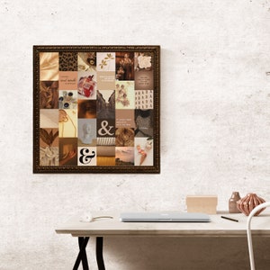 Photo Collage Kit 108 pcs Beige Aesthetic, Brown and Cream Wall Collage Set, Beige Collage Kit Wall Decor image 7