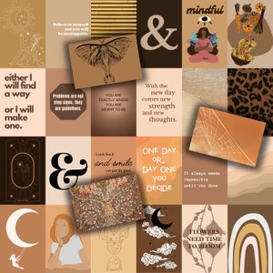 Photo Collage Kit 108 pcs Beige Aesthetic, Brown and Cream Wall Collage Set, Beige Collage Kit Wall Decor image 3