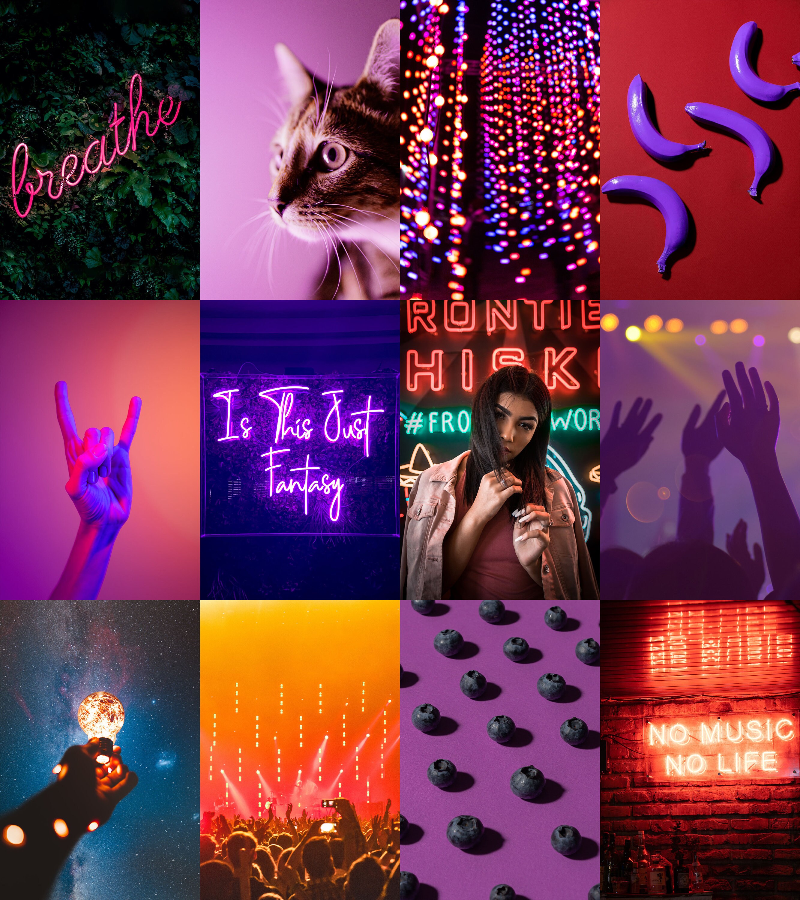 Photo Collage Kit 50 Pcs Neon Aesthetic, Rave Wall Collage Set, Ecstasy ...