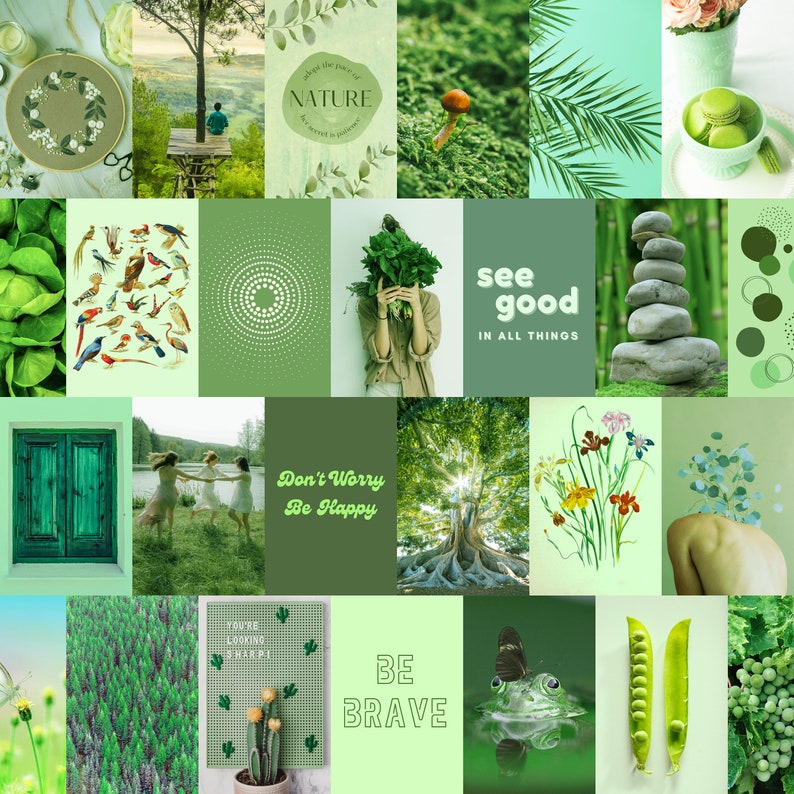 110 Pcs Green Aesthetic Wall Collage Kit Earthy Nature Lover - Etsy Ireland