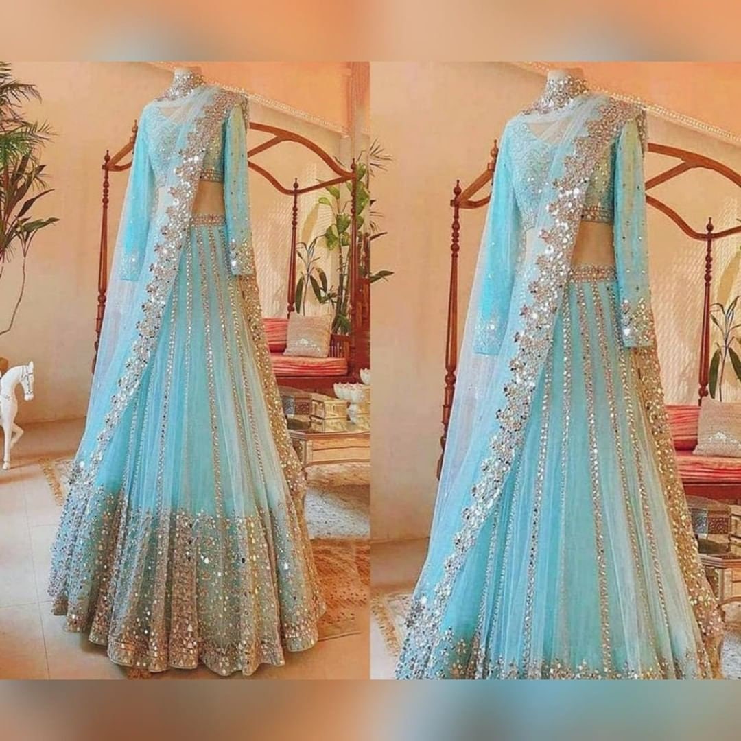 Sky blue lehenga best sale online