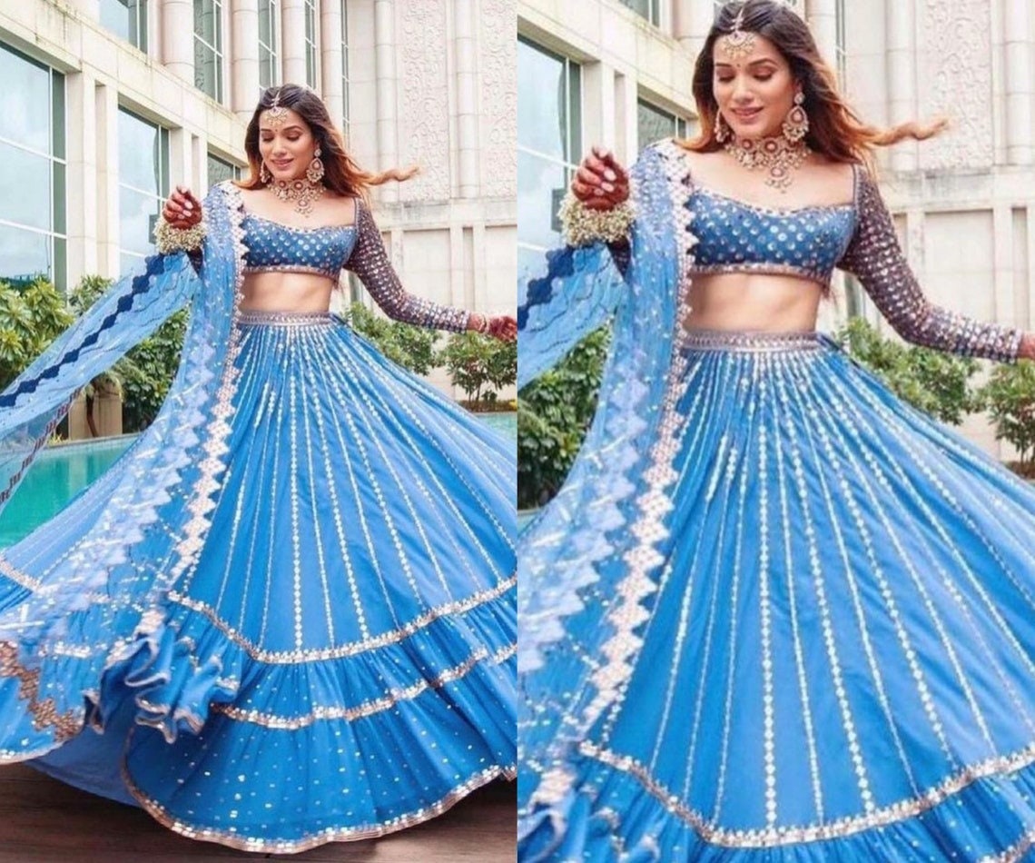 Royal Blue Lehenga Etsy Singapore