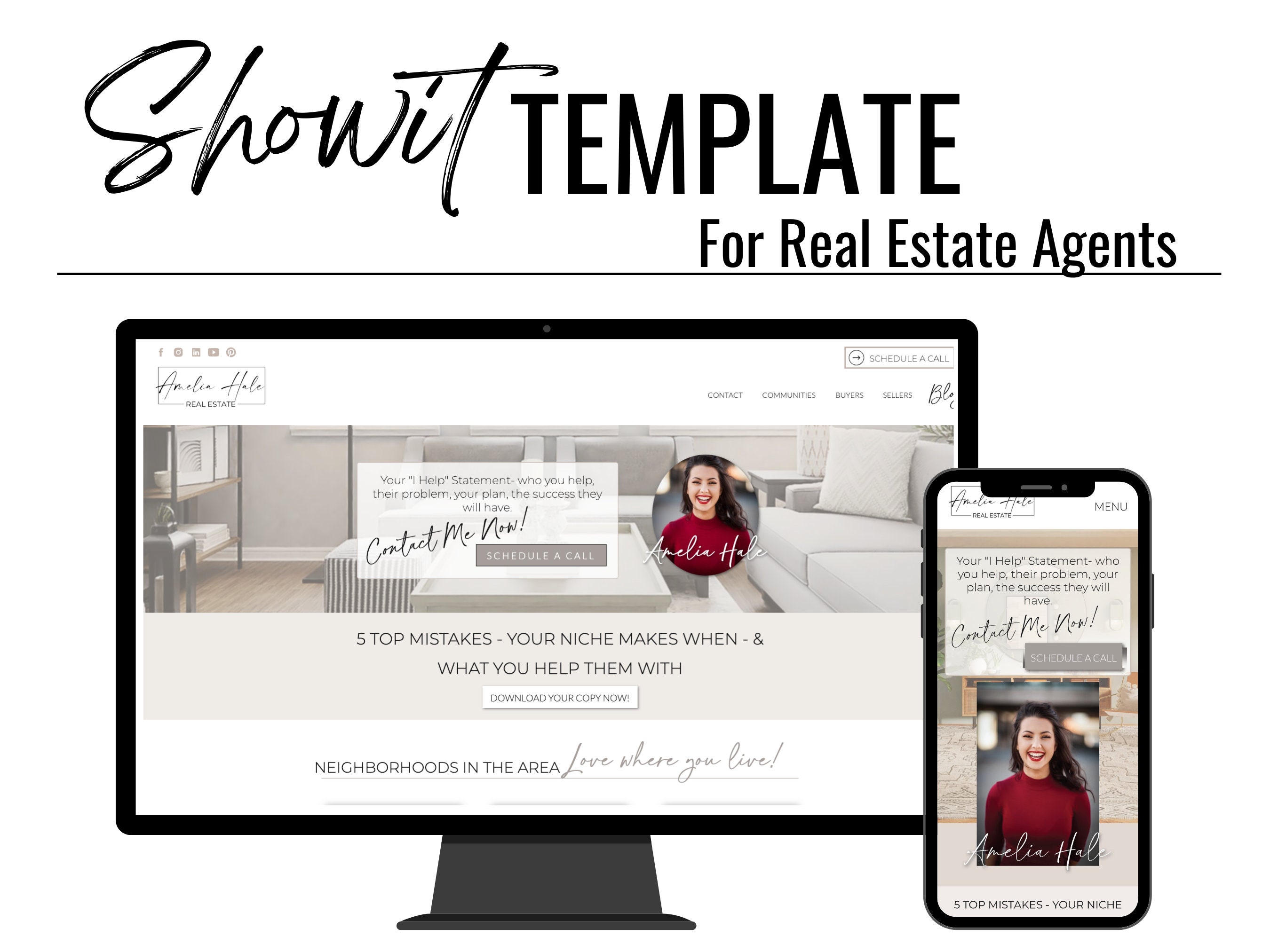 Showit Website Template, Real Estate Agent website template, Showit Website Template for Agents, Real Estate Website, Showit Website Design