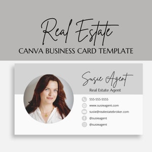Business Card Template, Real Estate Business Card, Printable, Canva, Real Estate Marketing, Realtor,  Instant Download