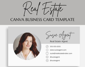 Business Card Template, Real Estate Business Card, Printable, Canva, Real Estate Marketing, Realtor,  Instant Download