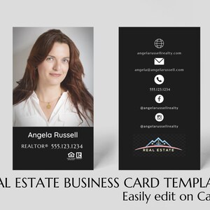 Business Card Template, Real Estate Business Card, Printable, Canva, Real Estate Marketing, Realtor,  Instant Download