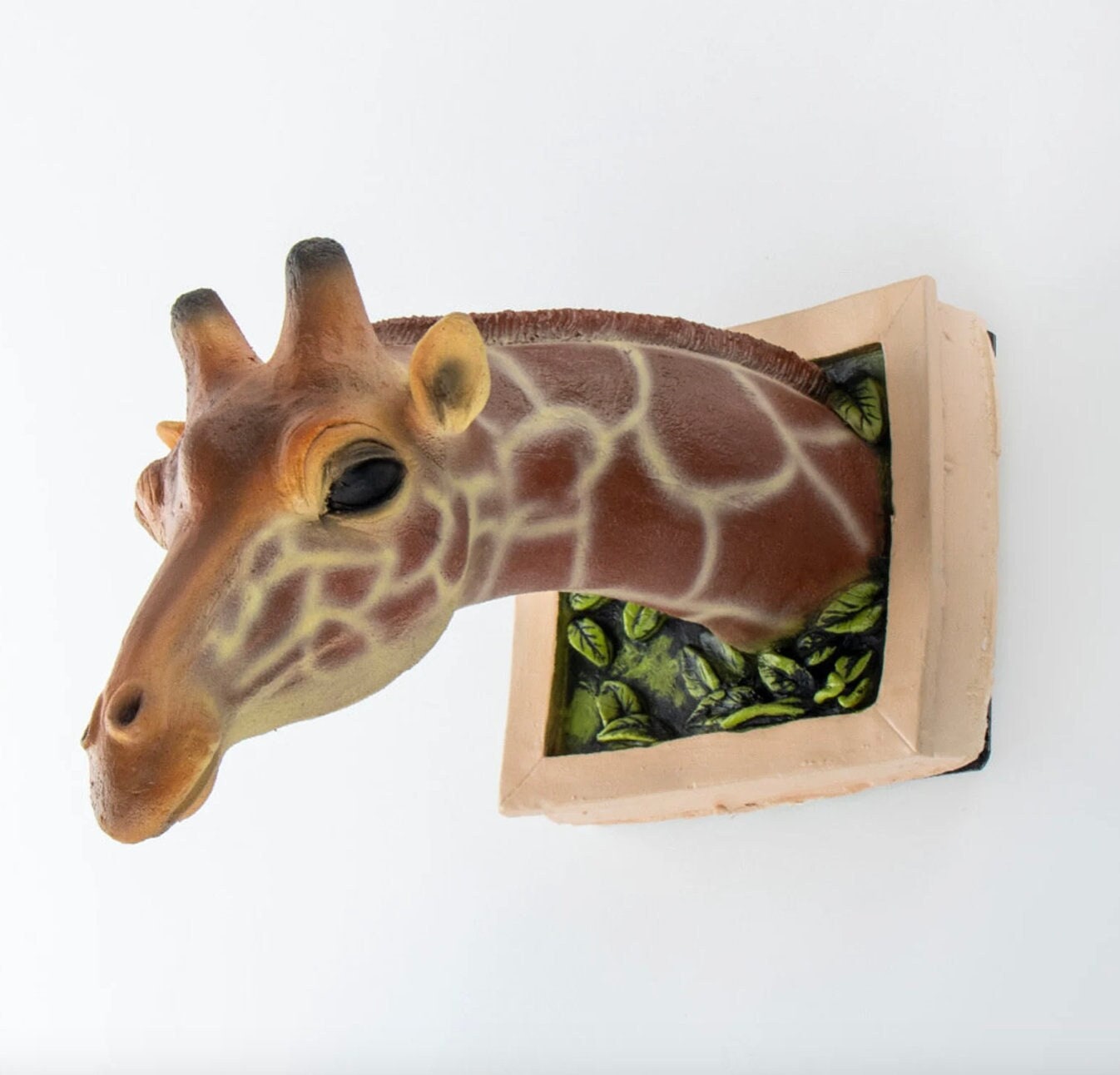 stuffed giraffe head wall mount
