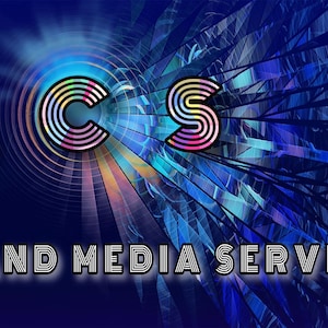 May include: A blue background with a colorful, stylized logo that reads "LCS IT AND MEDIA SERVICES". The logo is surrounded by a blue and white abstract design.