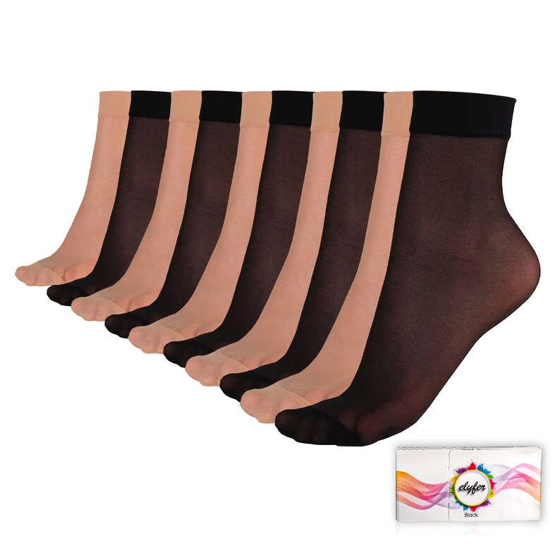 Elyfer 10 Pairs Women's Ankle High Sheer Socks, Socks in Gift Box With