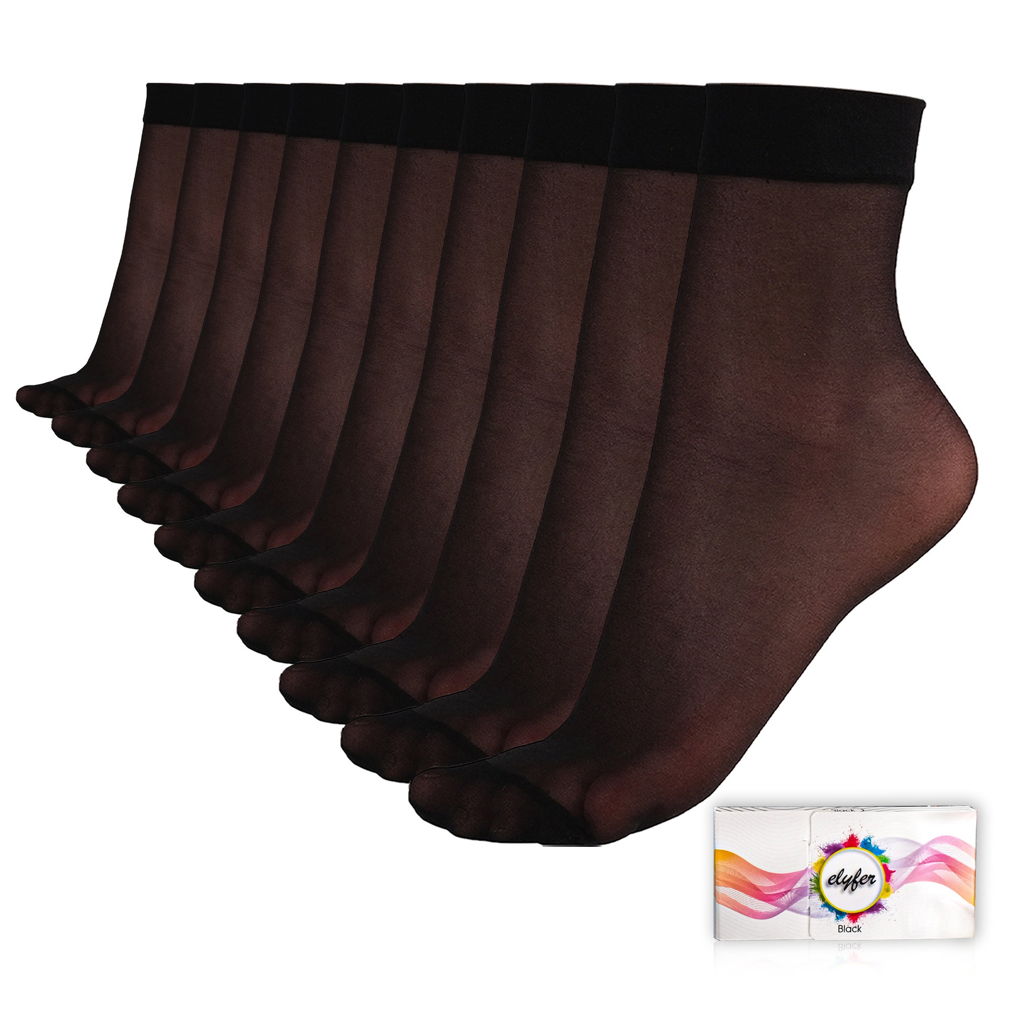 Elyfer 10 Pairs Women's Ankle High Sheer Socks, Socks in Gift Box With