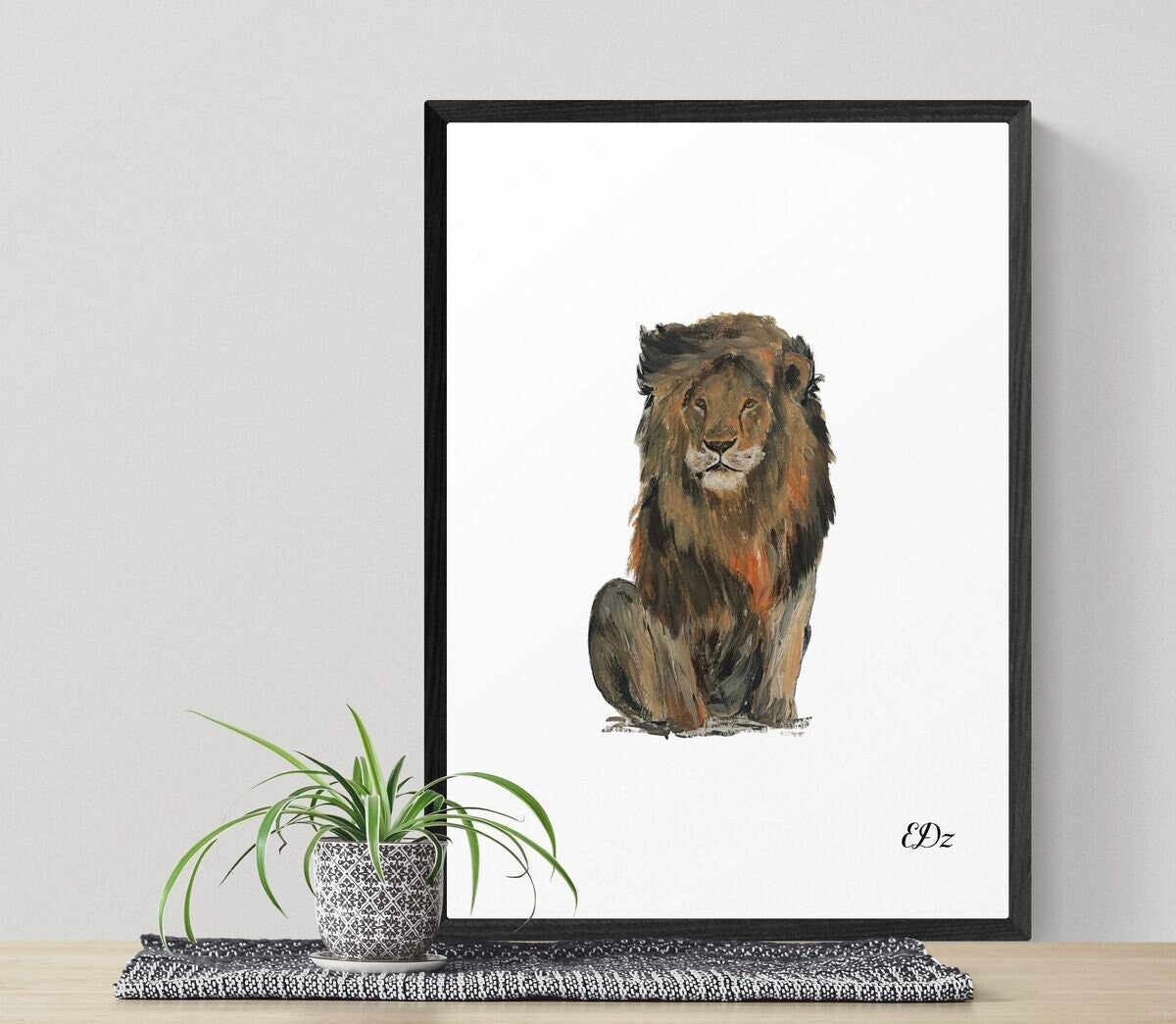 Lion Original Painting Print Art Wall Art Wall Etsy