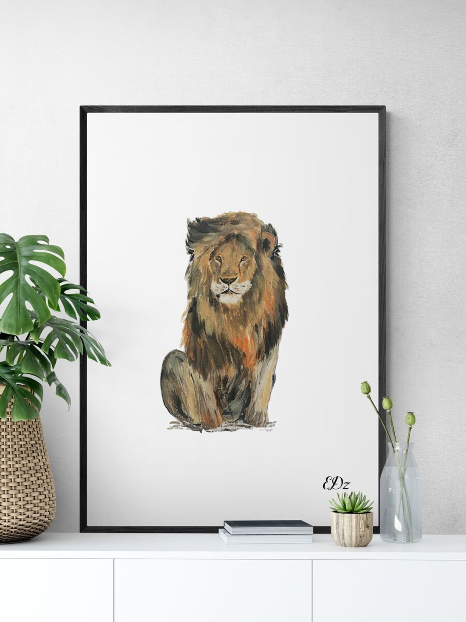 Lion Original Painting Print Art Wall Art Wall Etsy