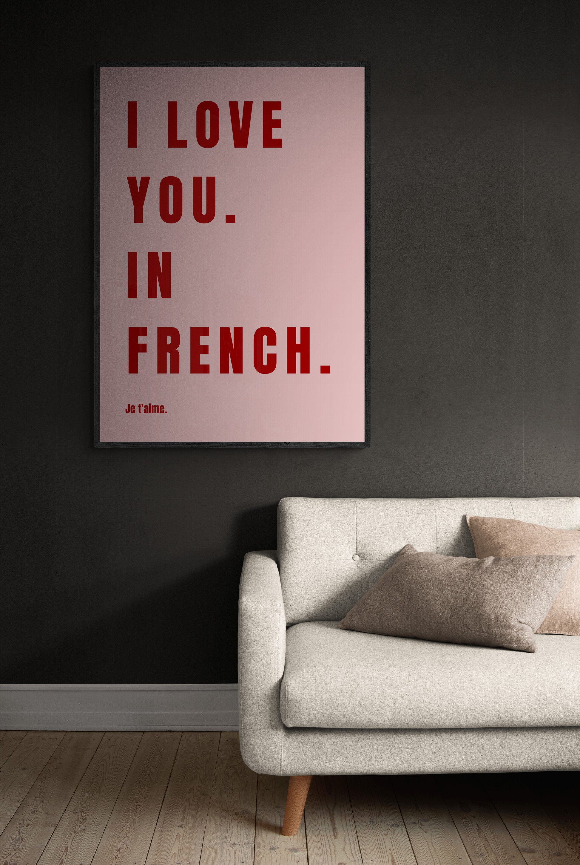 I love you in French Typography Digital Graphic Print | Etsy