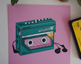 Sony Walkman 80s Vierkante Ansichtkaart Etsy Belgie
