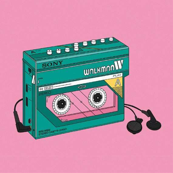 Sony Walkman 80s Square Print Etsy Hong Kong