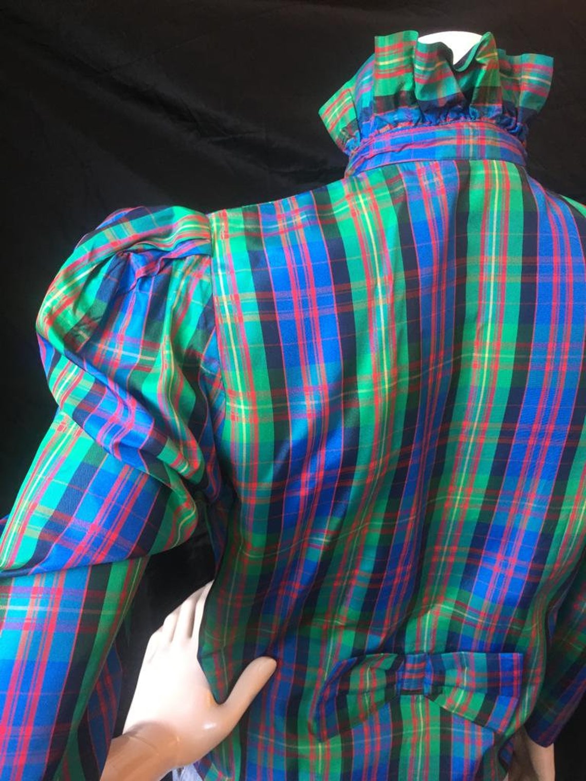 Superb 1980s 80s French Vintage Tartan Blouse Pie Crust Frill Etsy