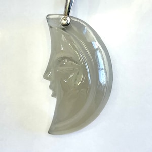 Grey Quartz Moon Pendant
