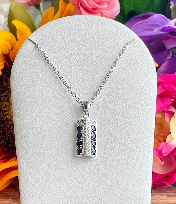 14KT White Gold Sapphire and Diamond Necklace