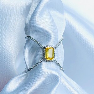 14KT White Gold Yellow Sapphire and Diamond Ring