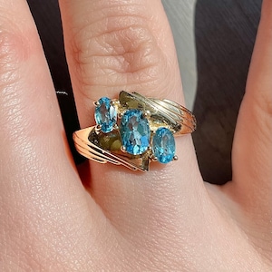 14k Yellow Gold and Blue Topaz Ring