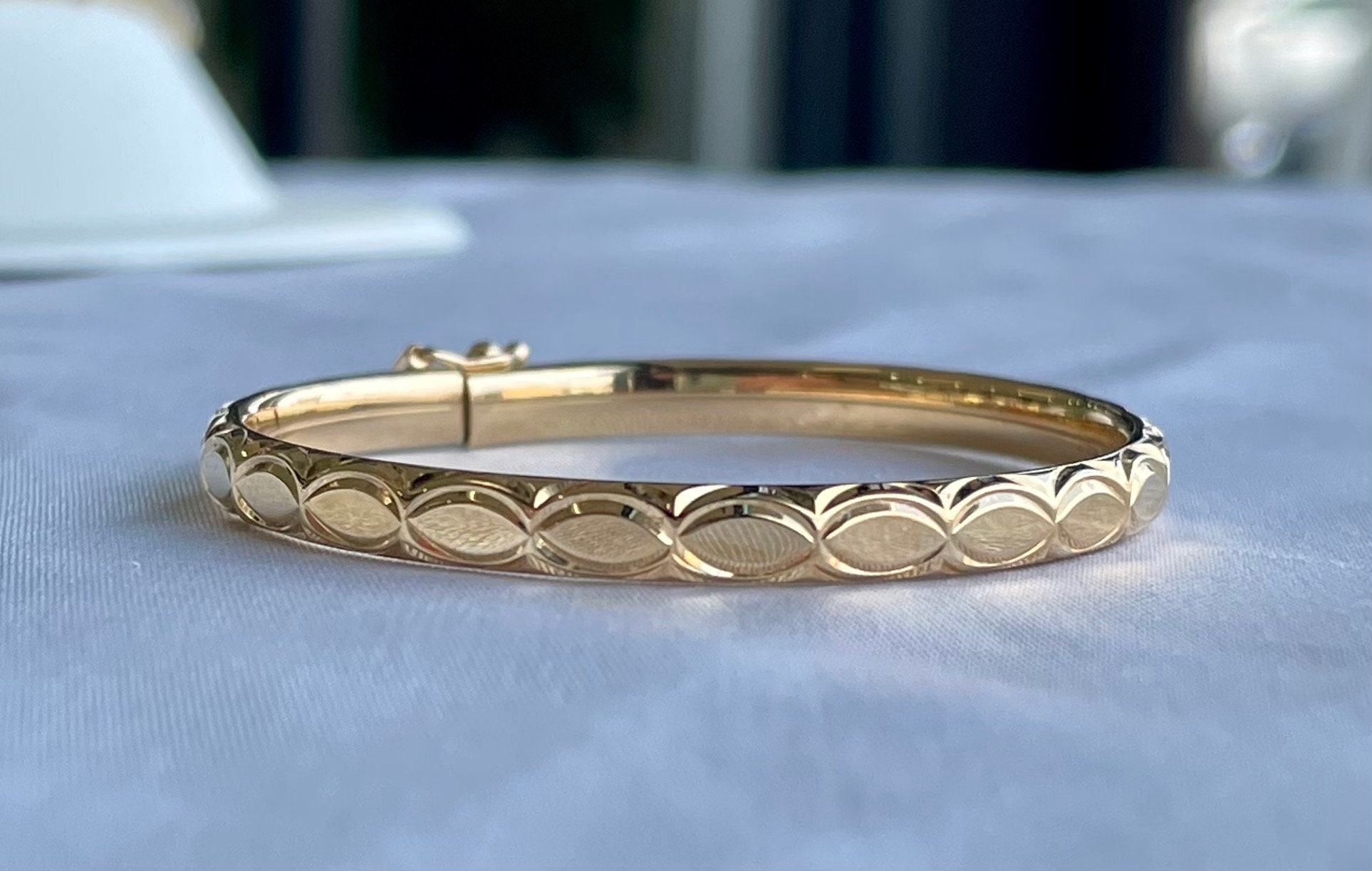 Gold Baby Bangle / 18k Yellow Gold Diamond Cut Baby Bangle Etsy