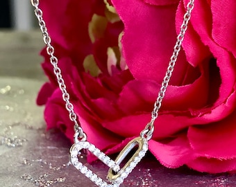 14K Diamond Paperclip Necklace