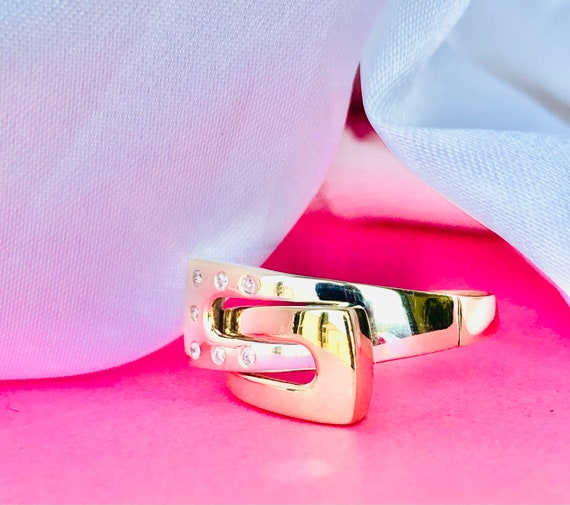 14K TT Diamond Statement Ring - image 2