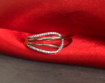 14K Two Tone Diamond Twisted Ring