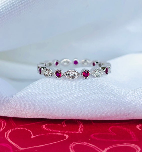 18K Ruby And Diamond Band - image 1