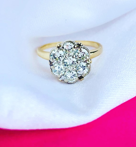 14K Diamond Cluster Ring
