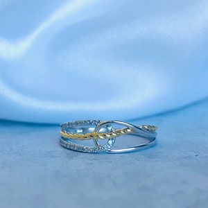14kt Two Tone Diamond Bypass Fashion Ring