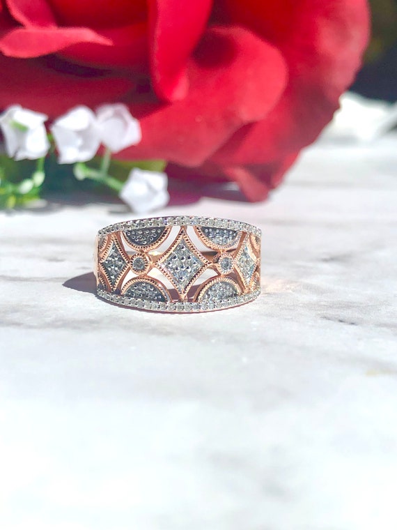 10kt Rose Gold and Diamond Band