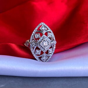 14k White Gold and Diamond Eye Ring