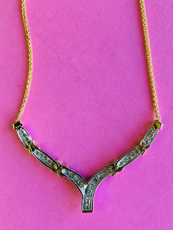 14K Two Tone 1CTW Diamond Necklace - image 4