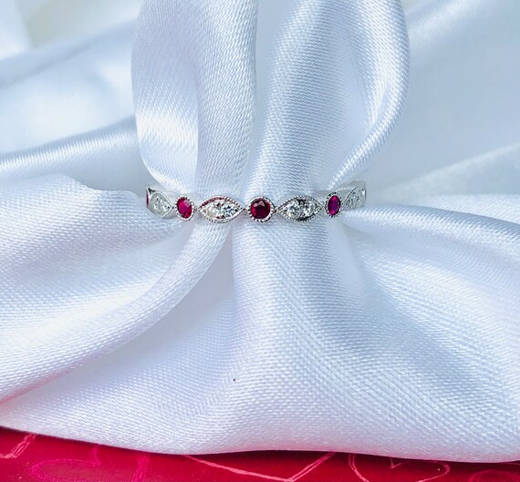 18K Ruby And Diamond Band - image 2