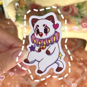 Puppycat Clown Sticker || Glossy Waterproof Vinyl Sticker || Bee and Puppycat || Clowncore cute aesthetic