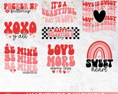 Valentine Svg Bundle | Valentines Day Svg | Be Mine Svg | Xoxo Svg | Love More Worry Less | Love day Png | Funny Valentines Bundle | Groovy
